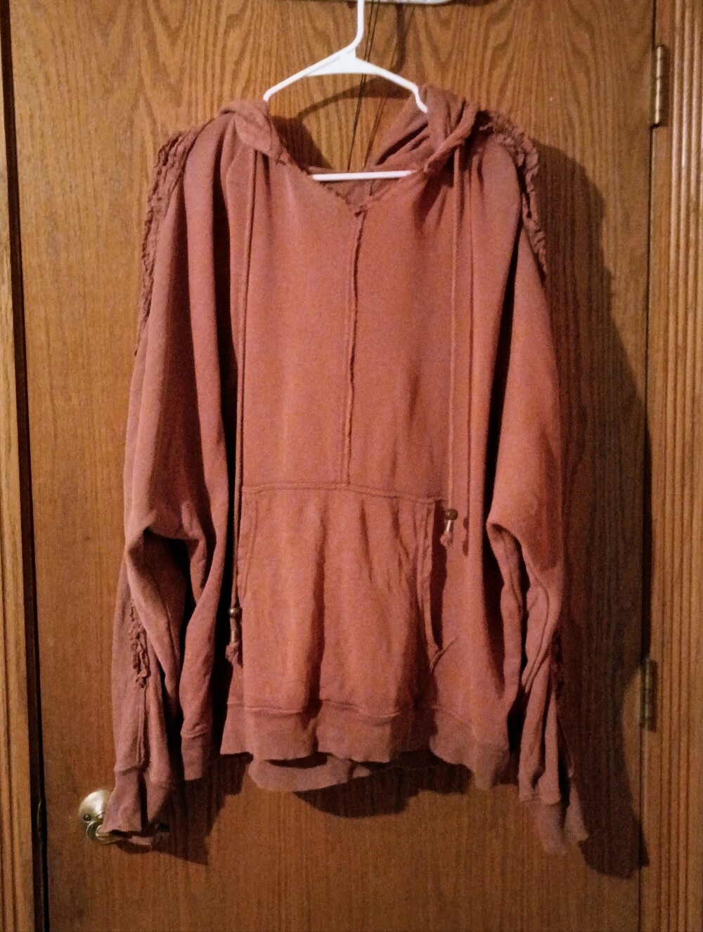 Free People Ruffle Sleeve Pullover Hoodie